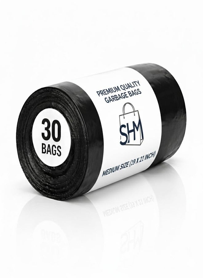 SHM Garbage Bags Medium Size (19 x 21 Inch) | 30 Bags per Roll x 6 Rolls | 180 Bags | Strong Black Dustbin Bags for Home & Kitchen | Leak Proof Waste Bags for Home, Kitchen & Office - Image 2